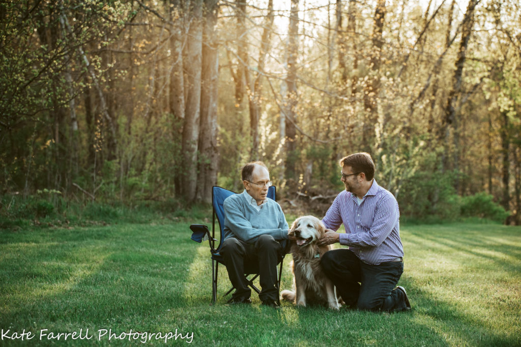 Father, son and dog -- one the photographs from their family reunion.