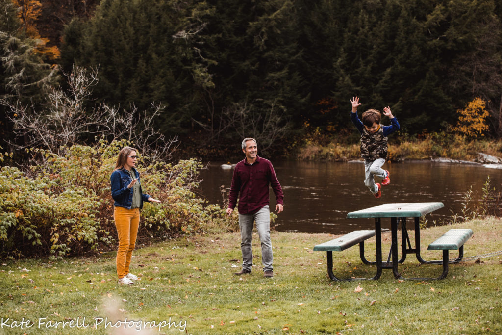 Vermont family playing in a park. Great example of a time that a zoom lens was handy.